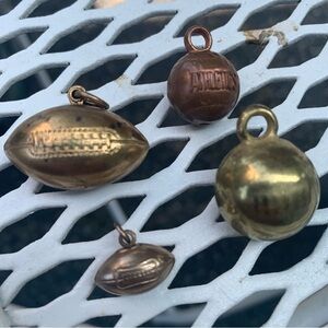 Vintage Sports Bracelet Necklace Charms Good Bronze Football Baseball
